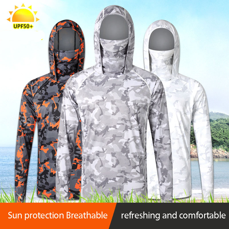 Fishing Shirt Uv Protection - Камуфляжная рыболовная футболка с маской для